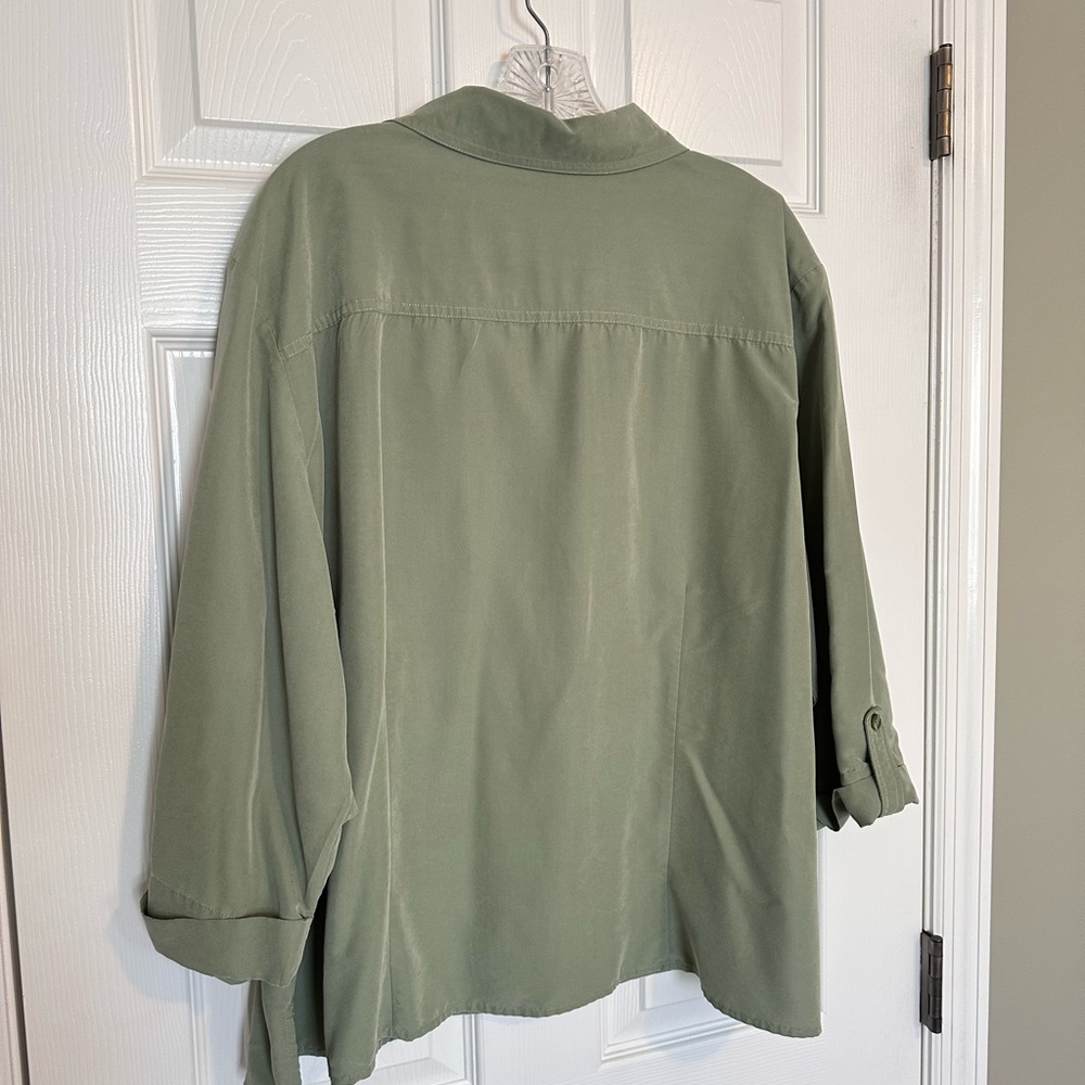 dressbarn Olive Green Button-Up Blouse - Picture 2 of 4